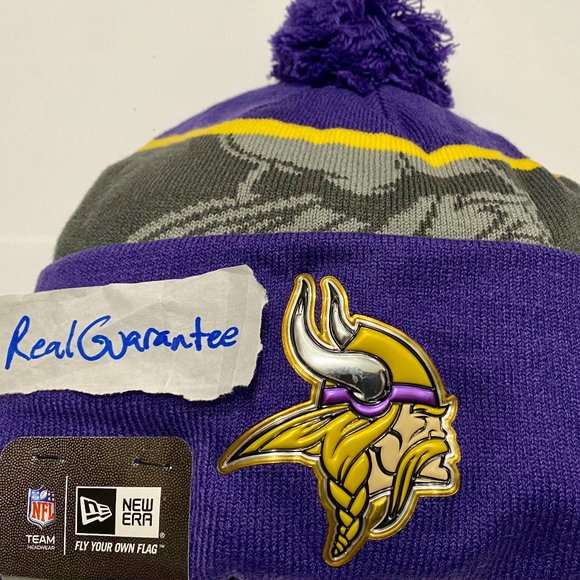 Nwt 100% RARE New Era Minnesota Vikings GOLD CHROME Sport Knit Beanie Winter Hat